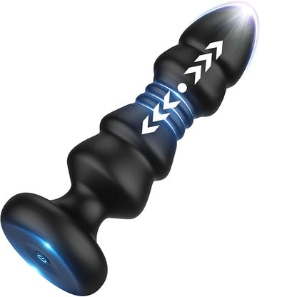 Metall Anal Plug mit Vibration – 9 Modi, Teleskop-Design, USB-Aufladung