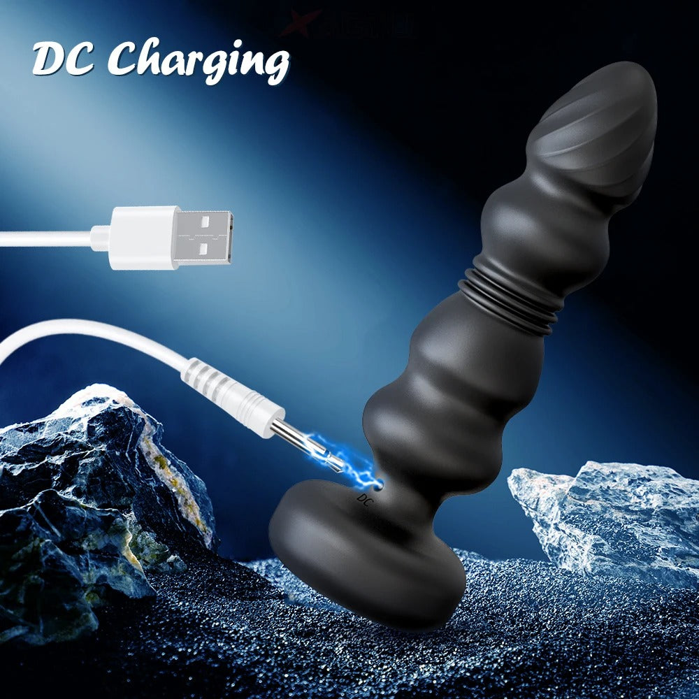 Metall Anal Plug mit Vibration – 9 Modi, Teleskop-Design, USB-Aufladung
