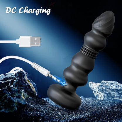 Metall Anal Plug mit Vibration – 9 Modi, Teleskop-Design, USB-Aufladung