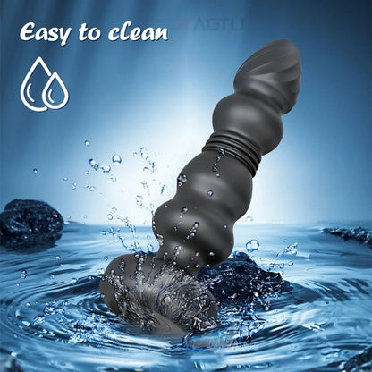 Metall Anal Plug mit Vibration – 9 Modi, Teleskop-Design, USB-Aufladung