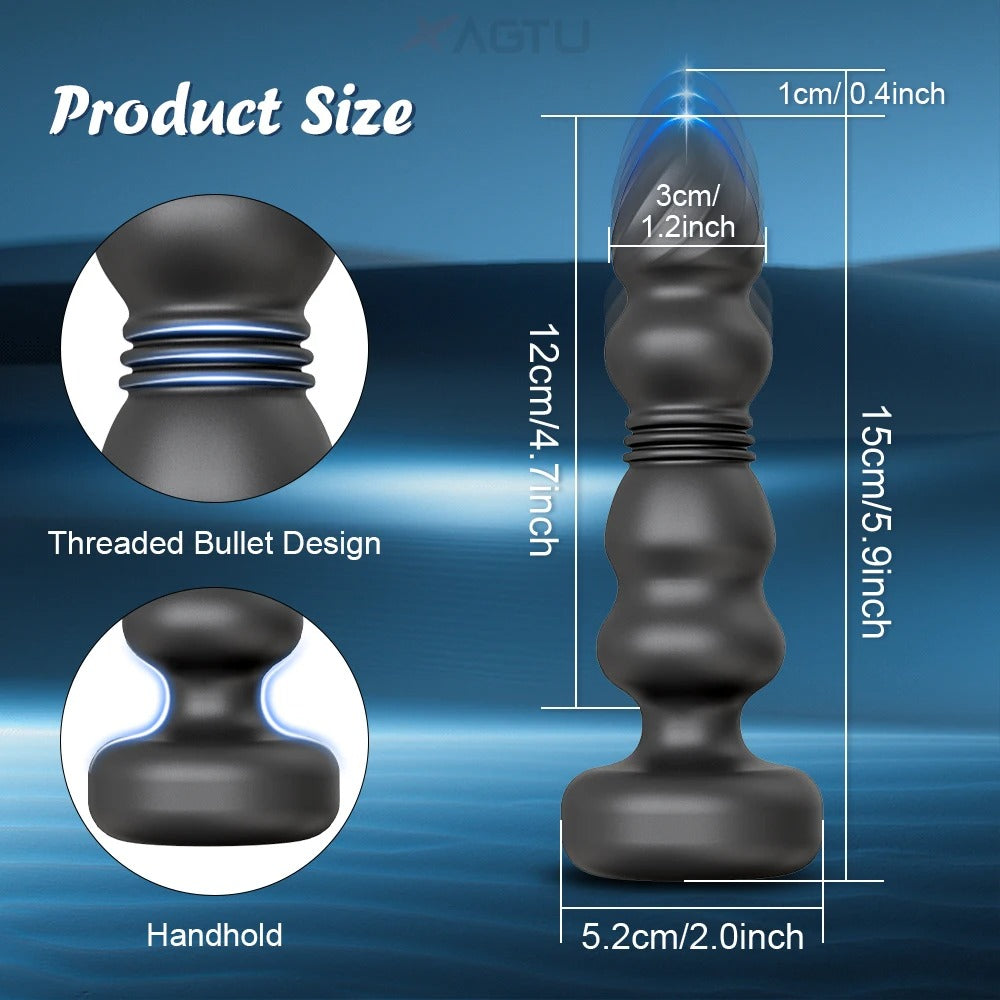 Metall Anal Plug mit Vibration – 9 Modi, Teleskop-Design, USB-Aufladung