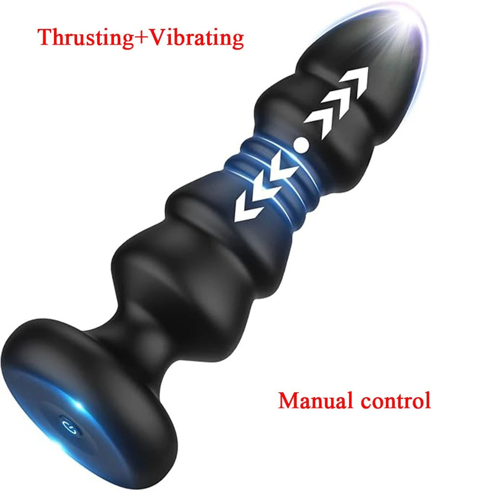 Metall Anal Plug mit Vibration – 9 Modi, Teleskop-Design, USB-Aufladung