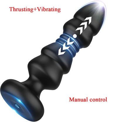 Metall Anal Plug mit Vibration – 9 Modi, Teleskop-Design, USB-Aufladung