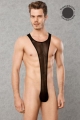 Transparenter Männer Body - Schwarz  / (Größe) XL