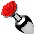 Rote Rose Anal Plug - Silber
