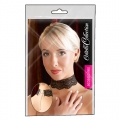 Schwarzes Spitzen-Halsband mit Ketten